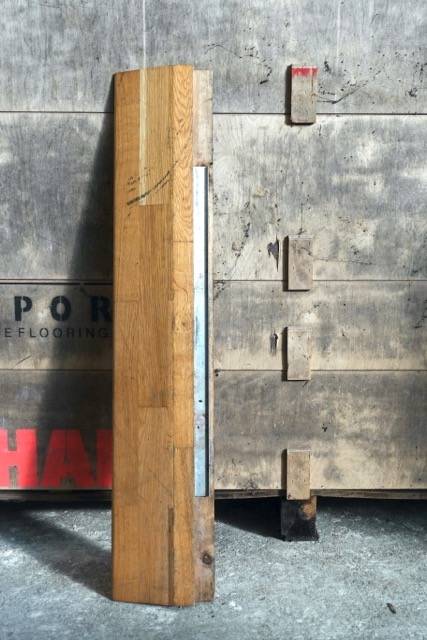 Recovered HARO wooden edge trim in front of its transport crate