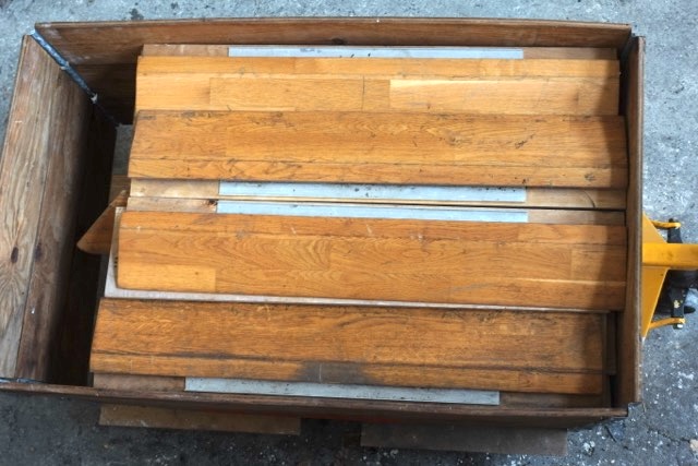 Multiple HARO edge trim elements arranged inside a storage crate