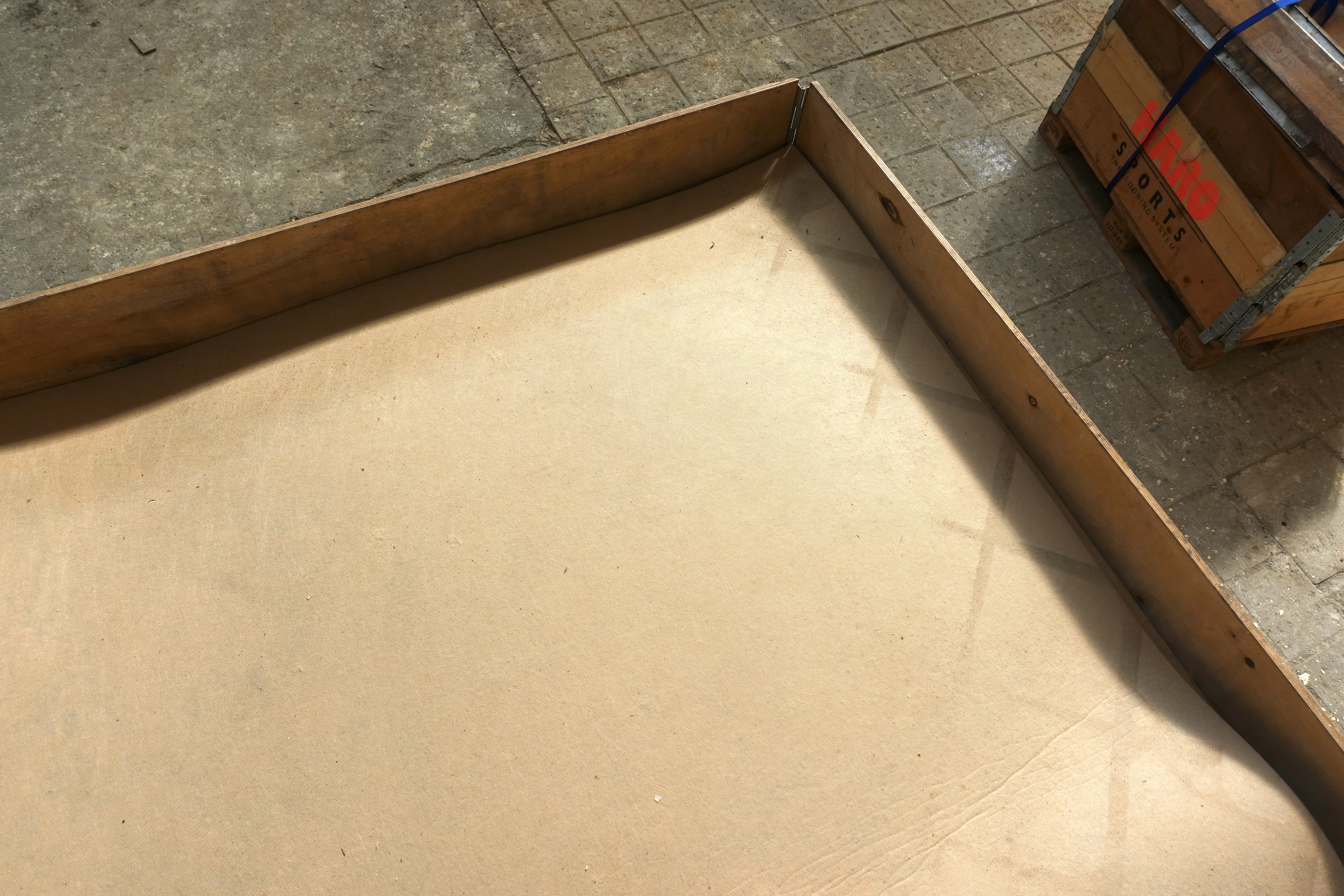Reverse side of the underlay panels in storage
